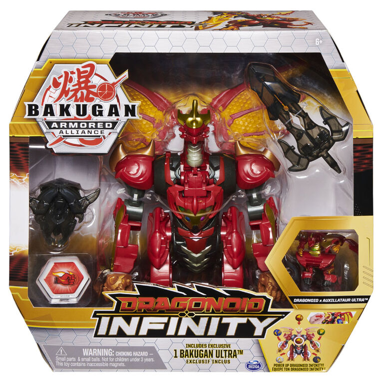 Bakugan, Figurine transformable Dragonoid Infinity avec Bakugan Fusion Ultra exclusif et 10 accessoires d'équipement Baku-Gear