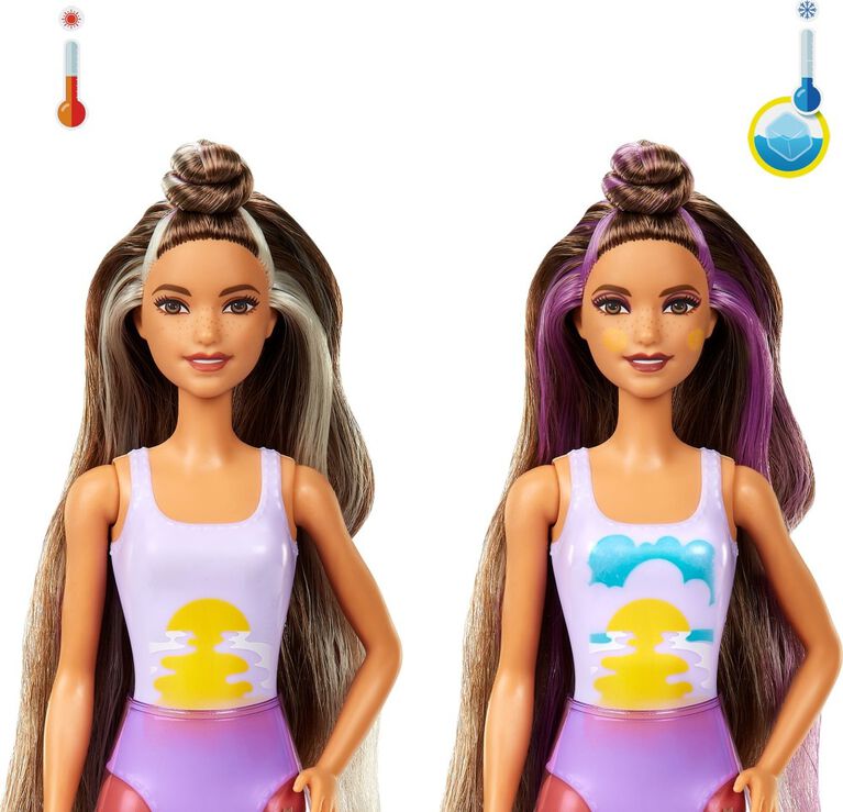 Poupée et accessoires ​Sunshine and Sprinkles Barbie Color Reveal, incluant parapluie à fonction d'eau et changement de couleur, thème de soleil et de nuages