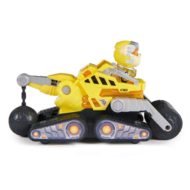 PAW Patrol: The Mighty Movie, Construction Toy Truck with Rubble Mighty Pups Action Figure, Lights and Sounds