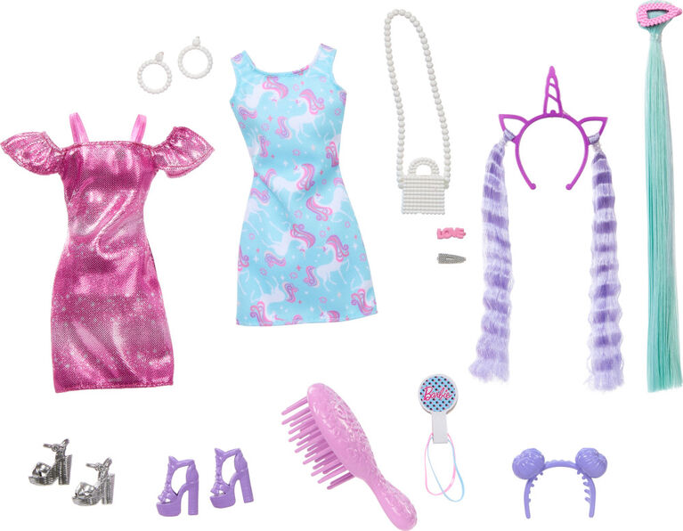 Barbie Fun & Fancy Hair Doll with Extra-Long Colorful Black Hair and Styling Accessories