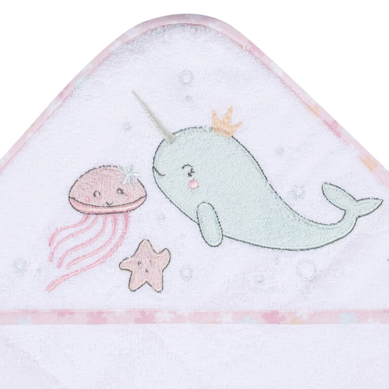 Koala Baby - Pink Narwhal Woven Hooded Towel - 2 Pack