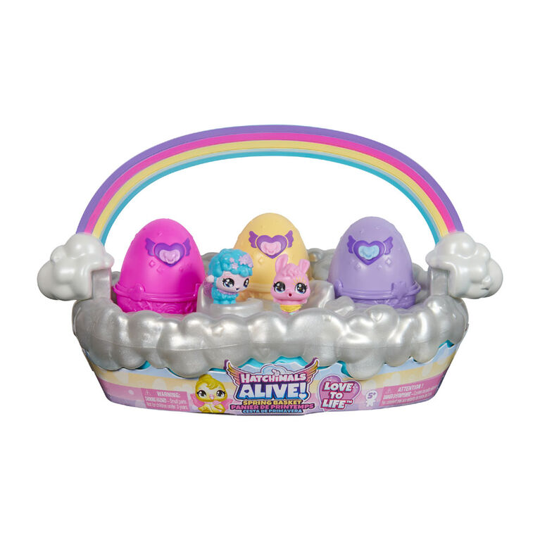 Hatchimals Alive, Spring Basket with 6 Mini Figures, 3 Self-Hatching Eggs, Fun Gift and Easter Toy