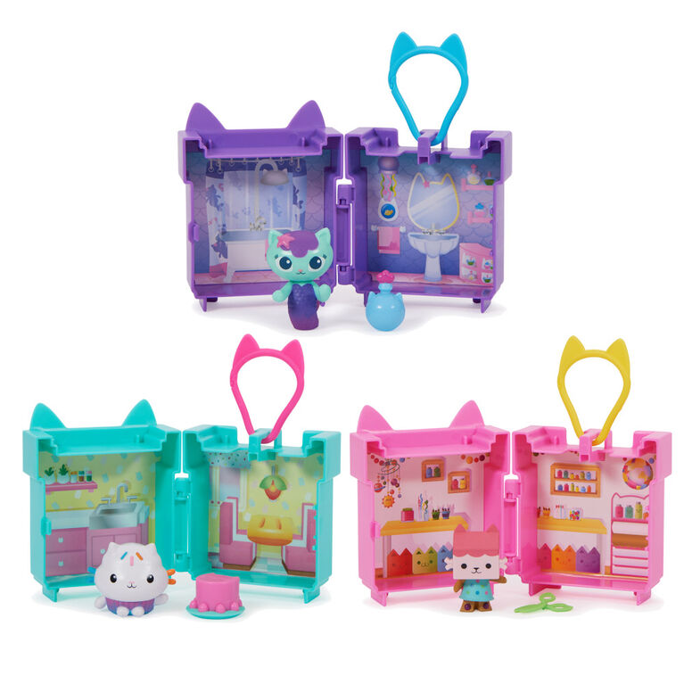 Gabby's Dollhouse, Mini Clip-On Playset with  Baby Box Cat Toy Figure and Dollhouse Accessories