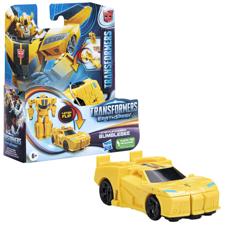 Transformers Toys EarthSpark 1-Step Flip Changer Bumblebee 4-Inch Action Figure, Robot Toys