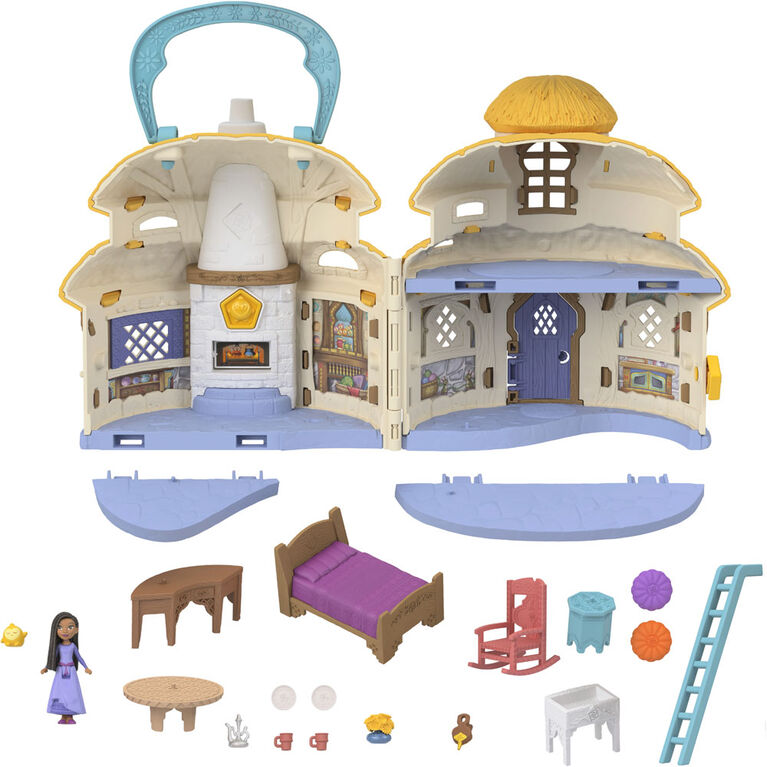 Disney's Wish Cottage Home Playset with Asha of Rosas Mini Doll, Star Figure & 15+ Accessories   