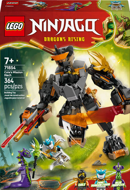 LEGO NINJAGO Cole's Mission Mech & Dragon Zane Building Toy for Boys, Girls, & Kids, Ages 7+ - 71854