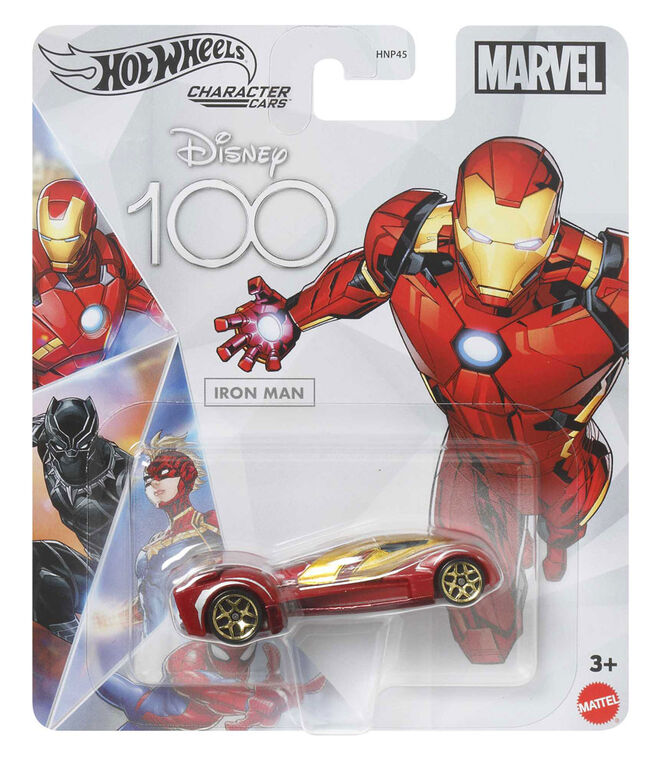 Hot Wheels Disney 100 Marvel Iron Man Character Car, 1:64 Scale