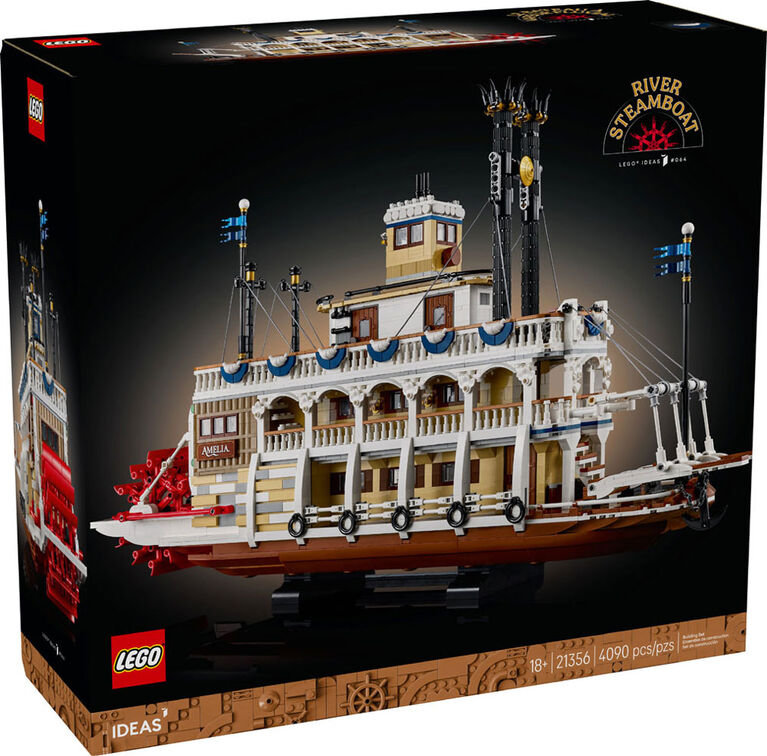 LEGO Ideas Le Bateau à Vapeur Fluvial, Décor Nautique pour la Maison, Ensemble de Bateau à Collectionner, Cadeau de Voyage 21356