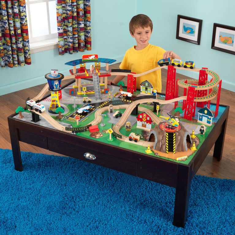 KidKraft - Airport Express Train Set & Table - Espresso