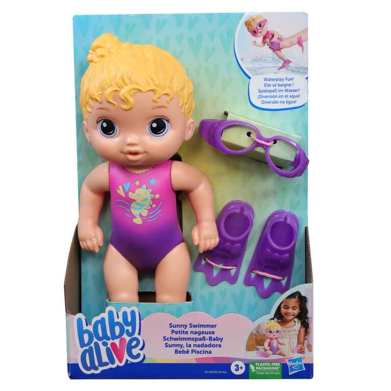 Baby Alive Sunny Swimmer Doll, 10-Inch Waterplay Baby Dolls, Baby Alive Doll