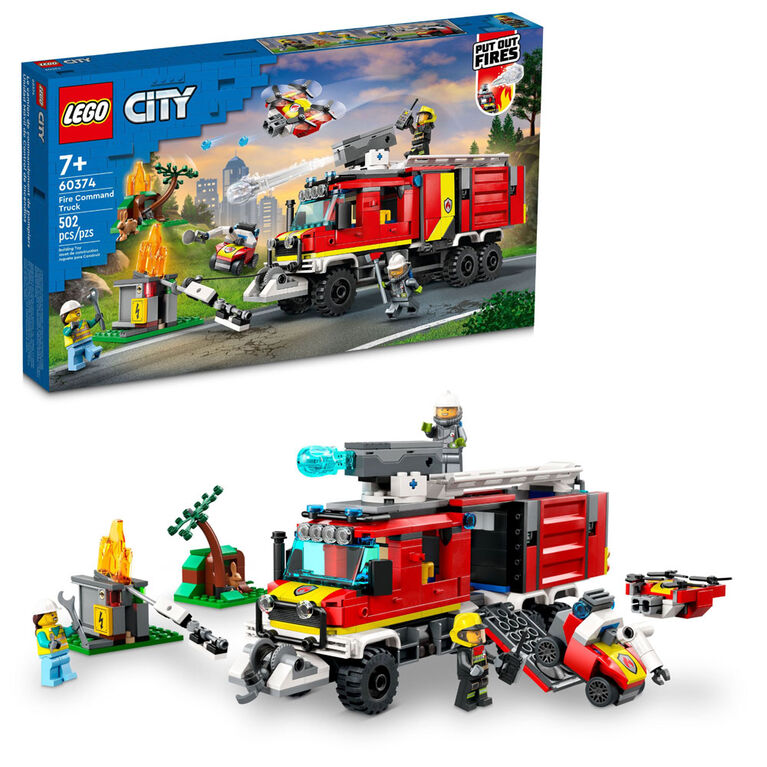 LEGO City Fire Command Truck 60374 Building Toy Set (502 Pieces)