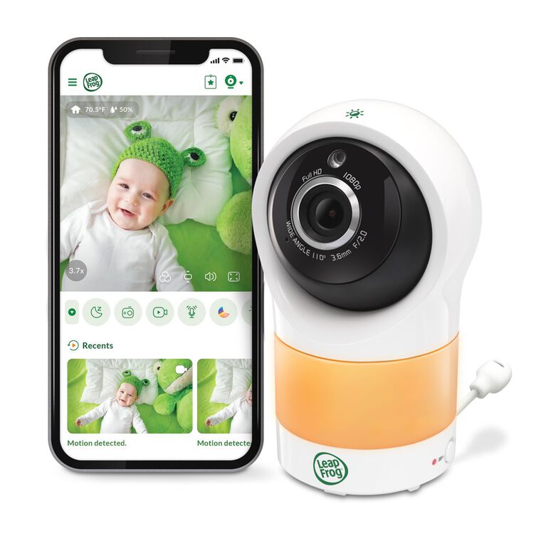 LeapFrog LF1911 1080p WiFi Remote Access 360 Degree Pan and Tilt Camera, Video Baby Monitor Night Light, Color Night Vision, (White)