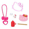 Hello Kitty Hamburger Diner Compact (4.9-in / 12.5-cm) with 2 Sanrio Minis Figures, Stationery Notepad and Accessories