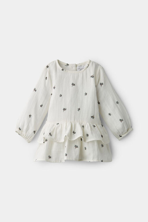 RISE Little Earthling Ruffle Peplum Dress White Floral