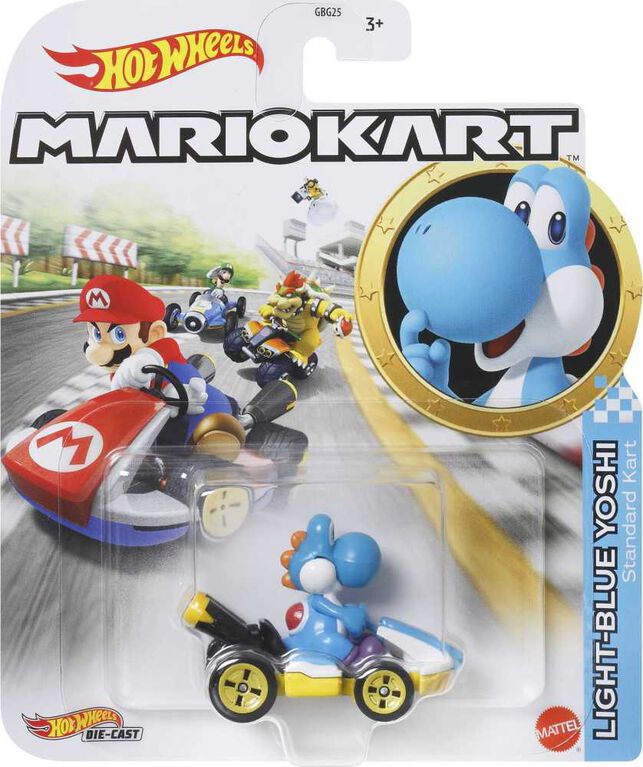 Hot Wheels Mario Kart Yoshi Stardard Kart, Blue