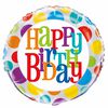 Ballon aluminium rond, 18 " - Rainbow Polka Dot Birthday - Édition anglaise