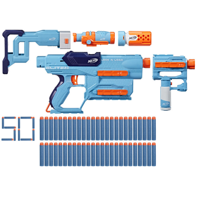 Nerf Elite 2.0, pack Lock N Load, blaster, 30 fléchettes Nerf