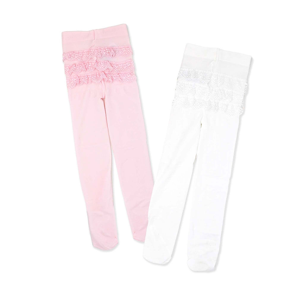 Baby Mode Signature 2 Pack Tights: & White