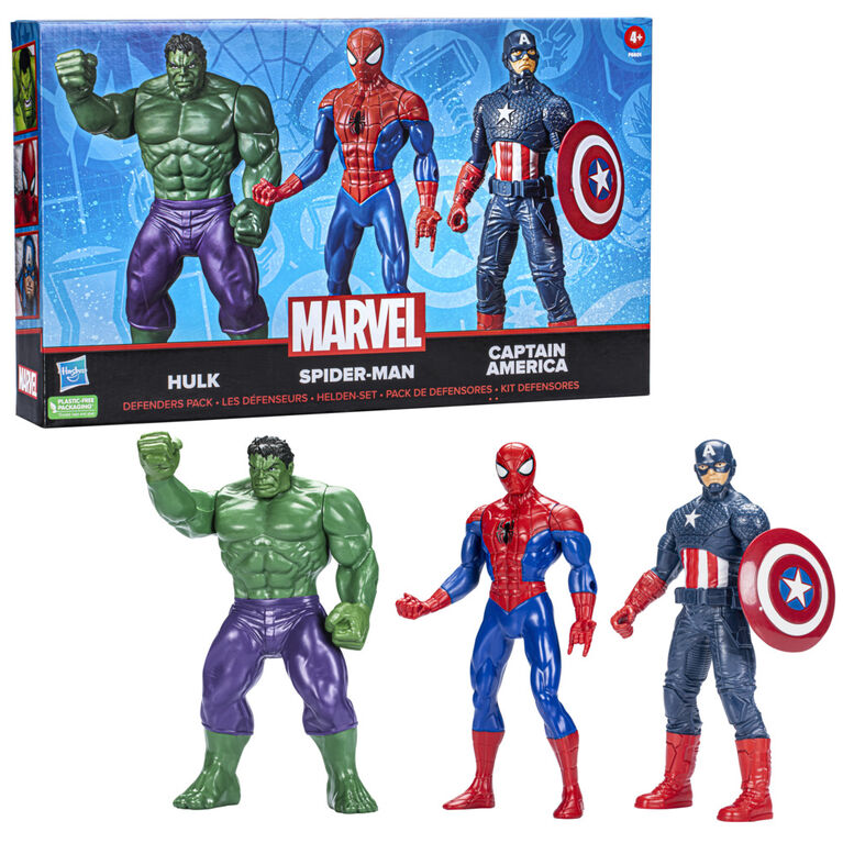 Marvel Mighty Hero Series Les défenseurs, pack de figurines articulées Marvel de 24 cm