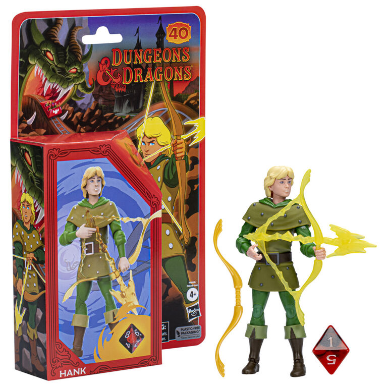 Dungeons et Dragons Cartoon Classics, figurine articulée de 15 cm Hank le rôdeur, dessin animé des années 80, inclut d8 DetD exclusif
