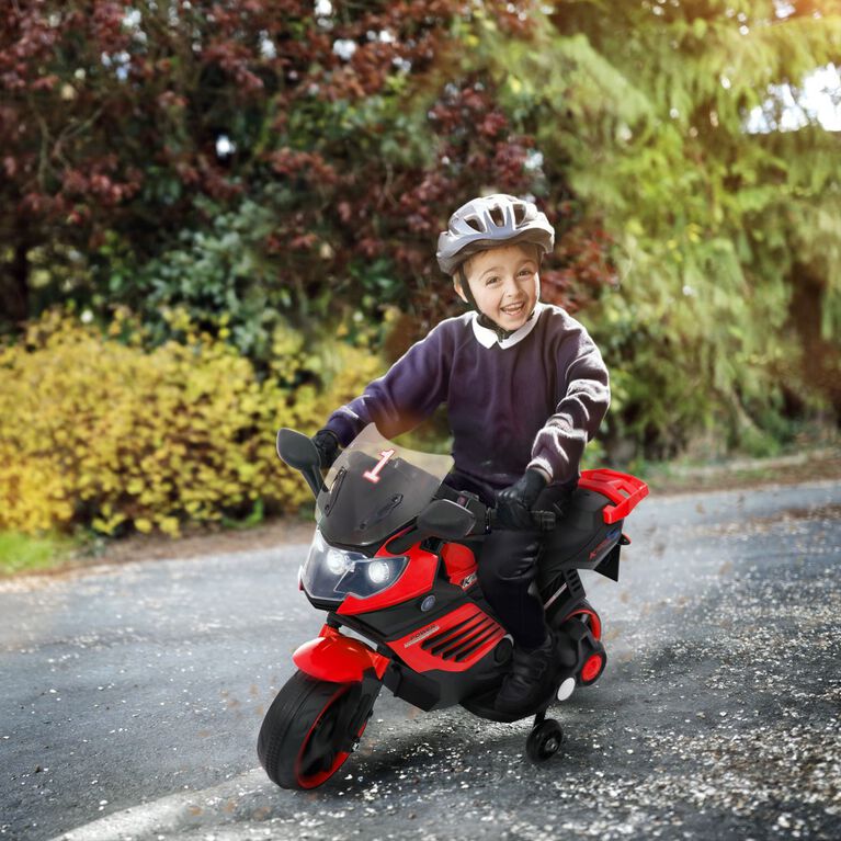 Voltz Toys Kids Motorcycle avec roue d'entraînement, rouge