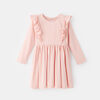 long sleeve ruffle dress, size 4-5y - Pink