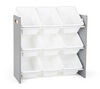 Toy Organizer with 9 Bins, Grey/White