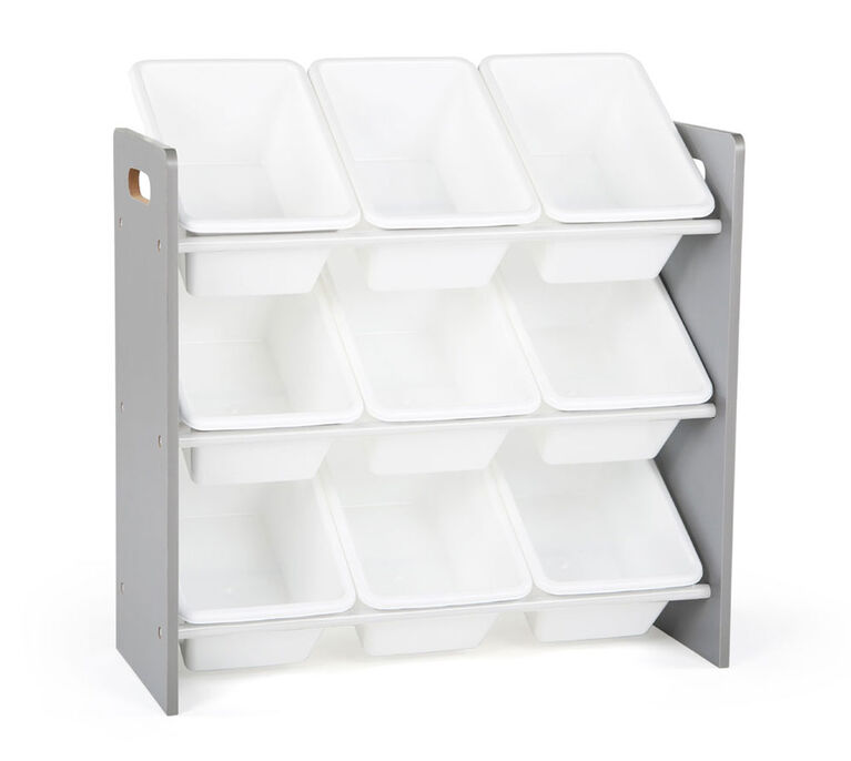 Toy Organizer with 9 Bins, Grey/White