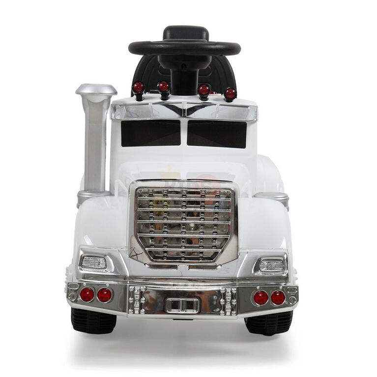 KidsVip 6V Kids and Toddlers Big Rig Ride on Push Truck 3 in 1 w/Side Guards, Handle, RC - White - English Edition