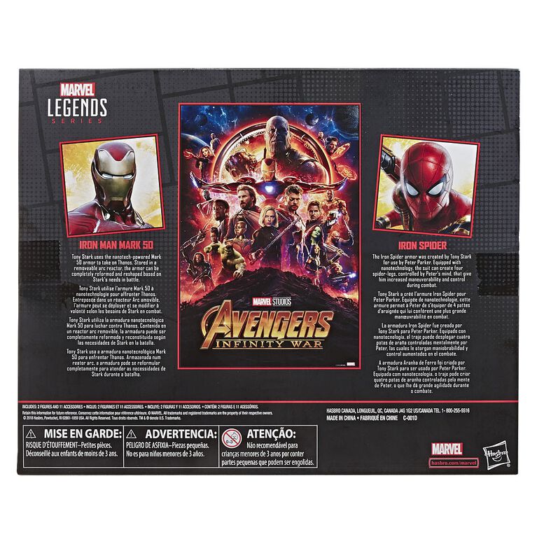 Marvel Legends Series Avengers: Infinity War Iron Man Mark 50 And Iron  Spider 2-Pack | Toys R Us Canada