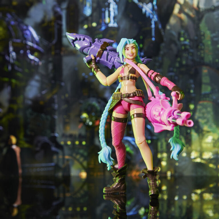 League of Legends, Official 4-Inch Jinx Collectible Figure with Premium Details and 2 Accessories, The Champion Collection, Collector Grade