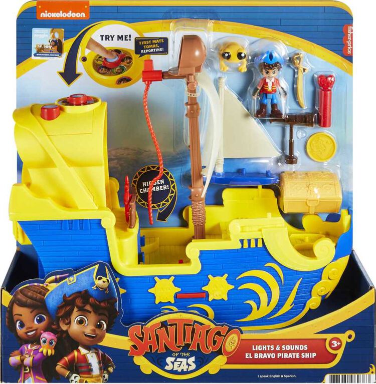 Fisher-Price Nickelodeon Santiago of the Seas Lights and Sounds El Bravo Pirate Ship - English Edition