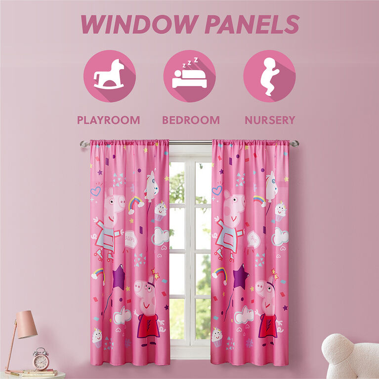 Peppa Pig Window Curtains for Kids, Set of 2 Panels