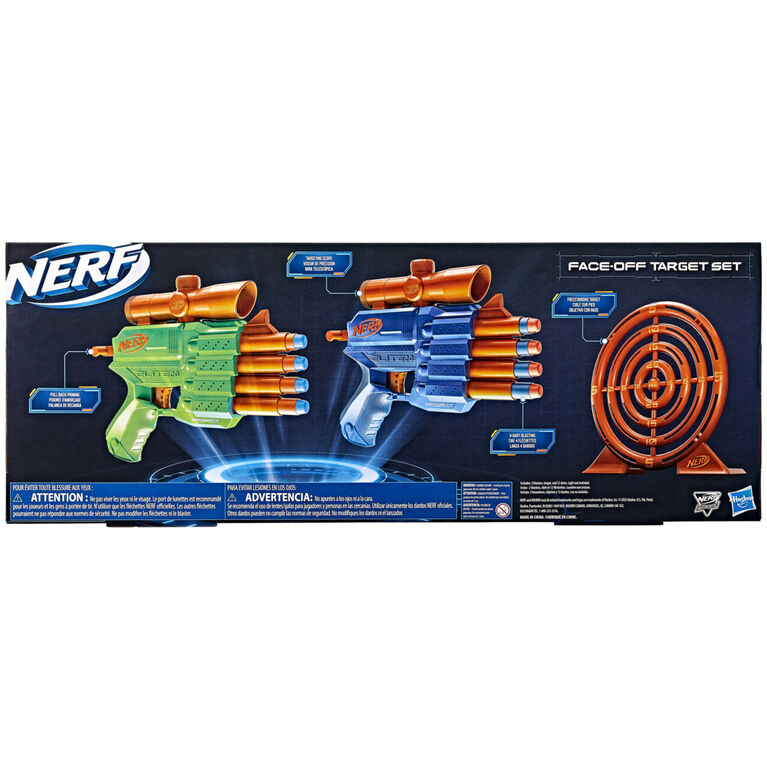 Nerf Elite 2.0 Face Off Target Set, Includes 2 Dart Blasters and Target and 12 Elite Nerf Darts, Toy Foam Blasters