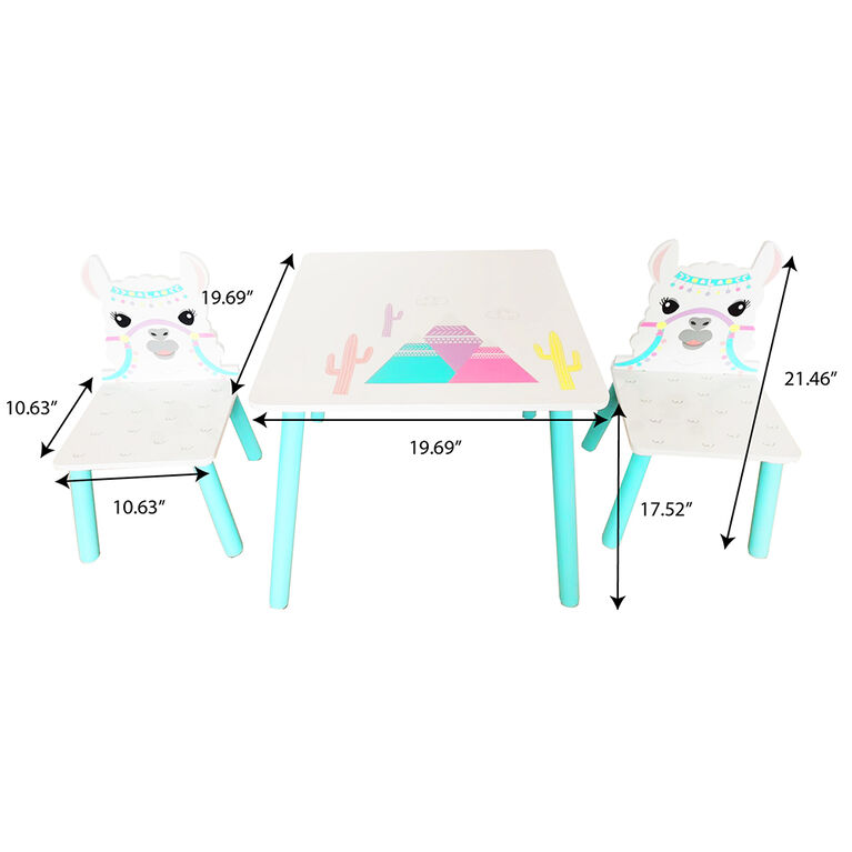 Llama Square Table With 2 Chairs