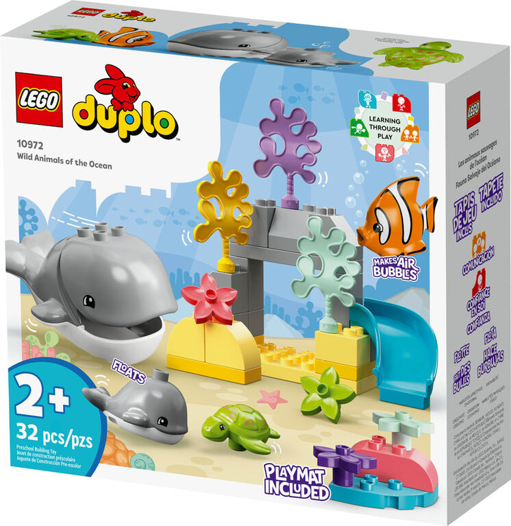 LEGO® 10972 DUPLO Animaux Sauvages de l'Océan, Jouet dès 2 Ans, 2 Figurines  de Baleines, Tortue et Poisson, Tapis de Jeu sur marjanemall aux meilleurs  prix au Maroc