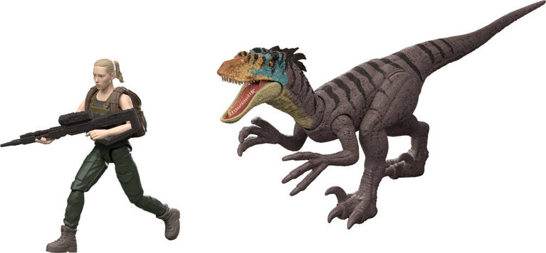 Jurassic World Rebirth Zora Bennett & Velociraptor Figures Pack, Movie Authentic 3.75 Inch Scale