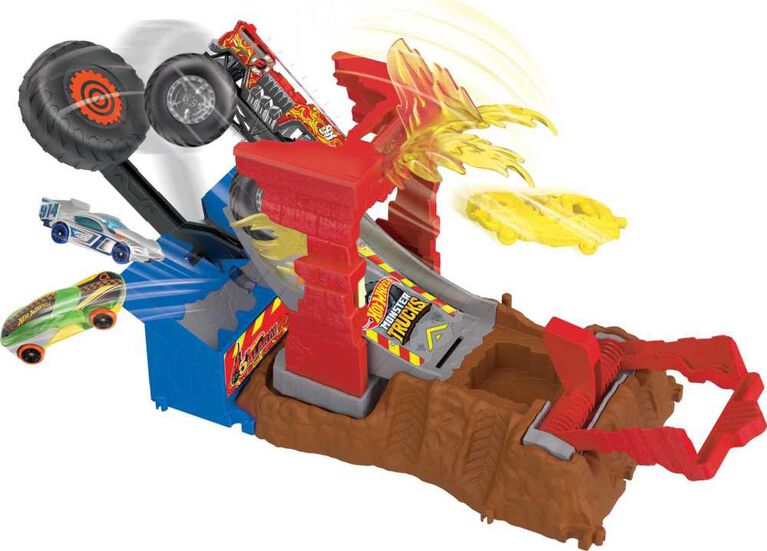 Hot Wheels Monster Trucks Arena Smashers 5 Alarm Fire Crash Challenge Playset