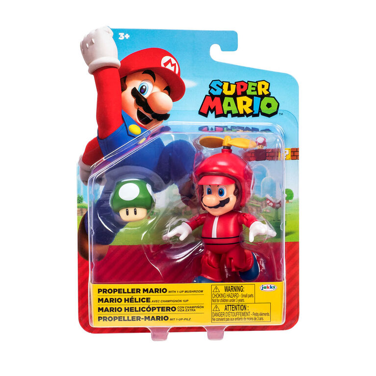 Nintendo 4" Figure - Propeller Mario with Green Mushroom