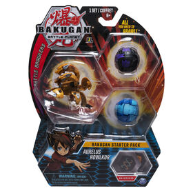Bakugan Starter Pack 3-Pack, Aurelus Howlkor, Collectible Transforming Creatures