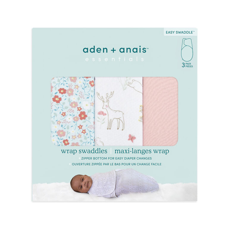 Aden + Anais Essentials 3-Pack Easy Swaddle Fairy Tale Flower 0-3 M