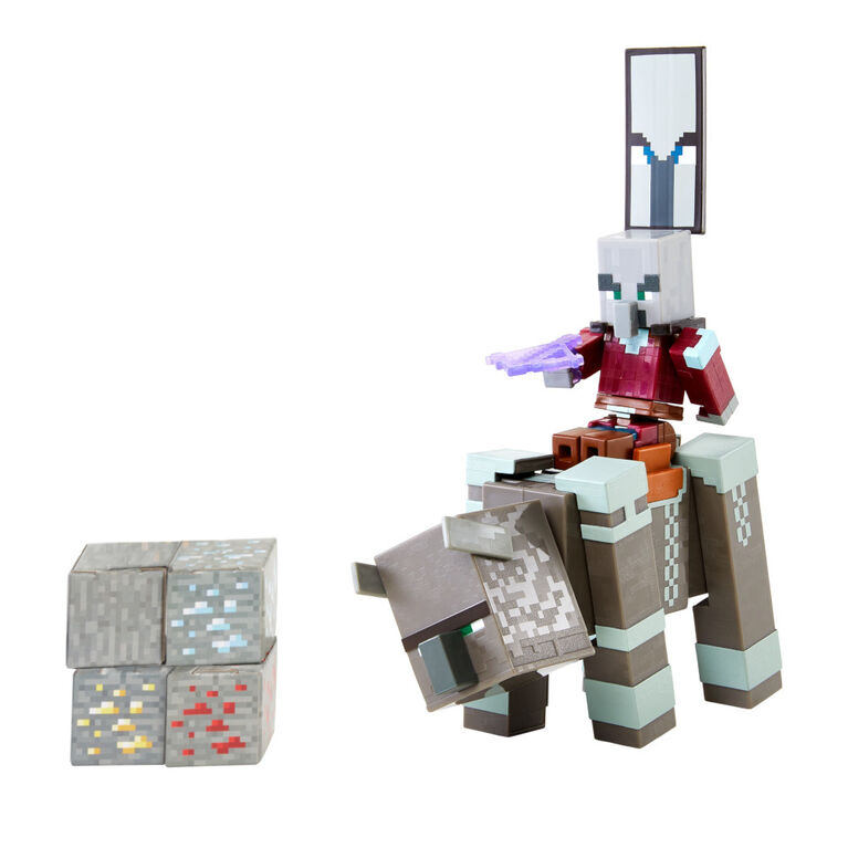 Minecraft Dungeons Ravager and Raid Captain Figures