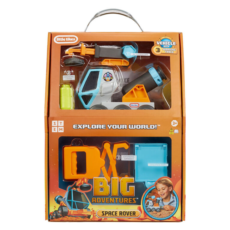 Big Adventures Space Rover STEM Toy Vehicle with Microscope, Magnetic Crane, Extending Grabber