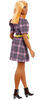 Barbie Fashionistas Doll #161, Curvy with Orange Hair Wearing Pink Plaid Dress, Black Boots & Yellow Fanny Pack