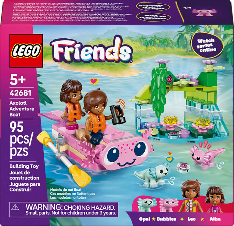 LEGO Friends Le Bateau d'Aventure Axolotl - 2 Minipoup&eacute;es, 2 Jouets Axolotl - Bateau Miniature - 42681