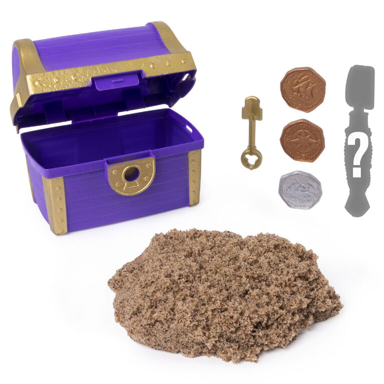 Kinetic Sand, Coffret Trésor enfoui avec 170 g de sable Kinetic Sand et un outil surprise caché (les styles peuvent varier)