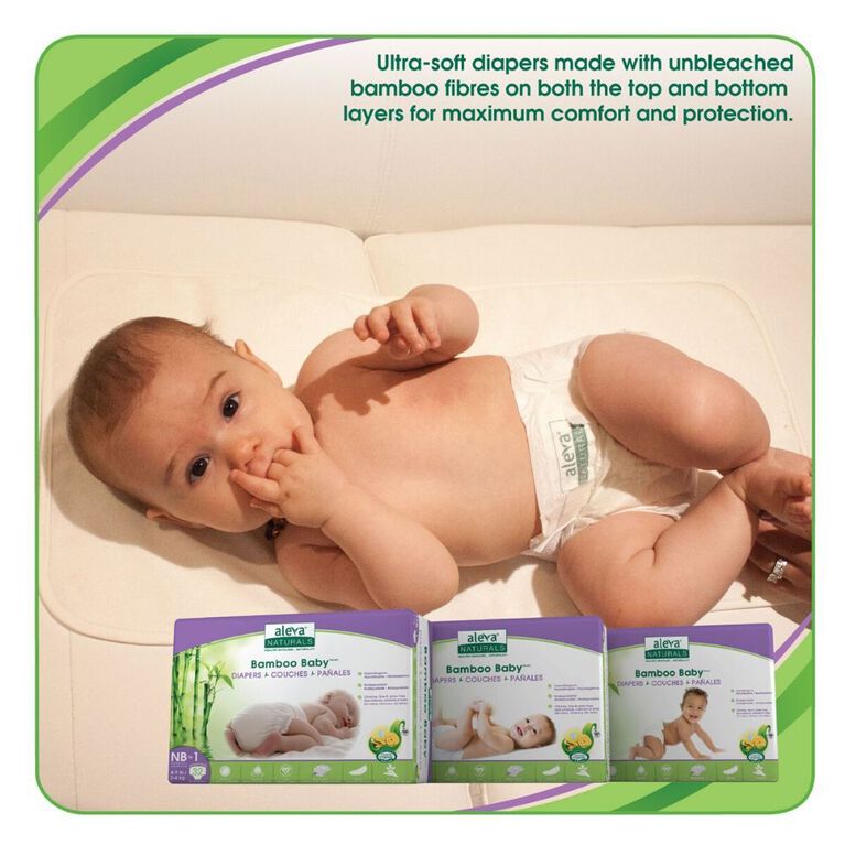 Aleva Naturals Bamboo Baby Diapers, 28 Count - Size 3