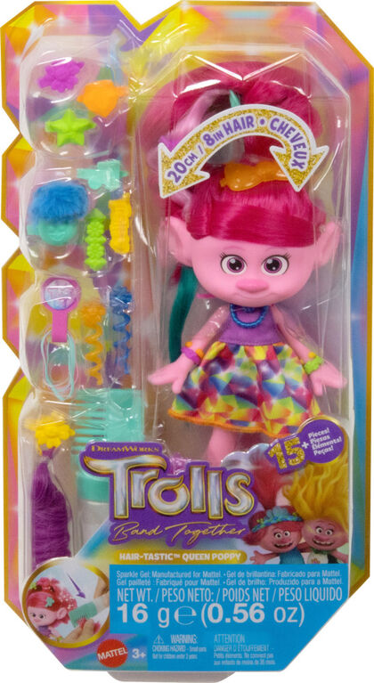 DreamWorks Trolls Band Together Hair-tastic Queen Poppy Fashion Doll and 15+ Hairstyling Accessories