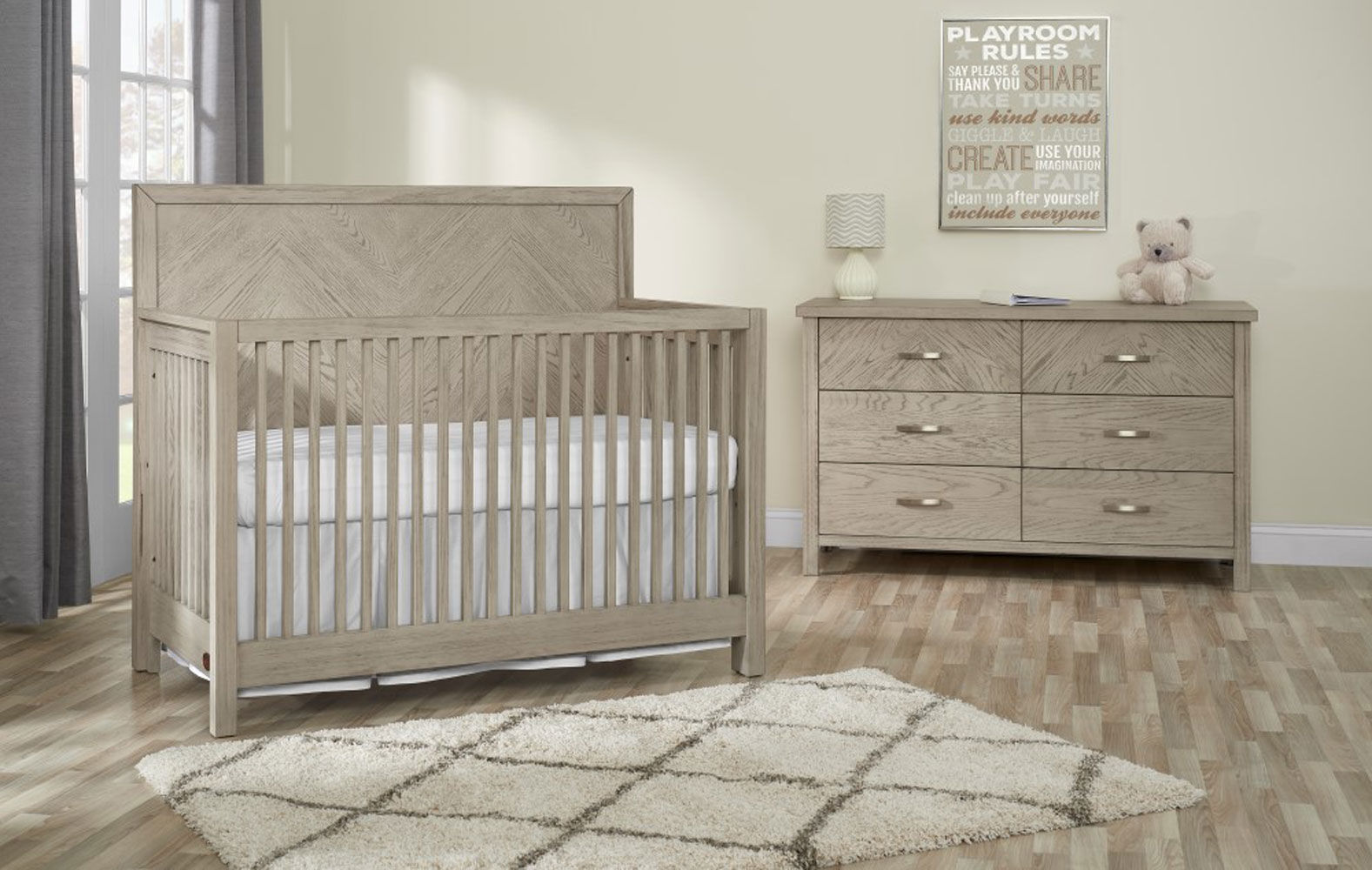 Oxford Baby Manhattan 4 in 1 Convertible Crib Champagne Mist R Exclusive