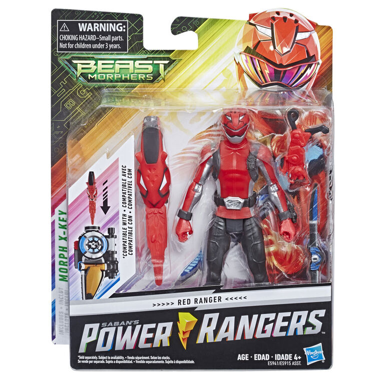 Power Rangers Beast Morphers - Figurine jouet de 15 cm Ranger rouge.